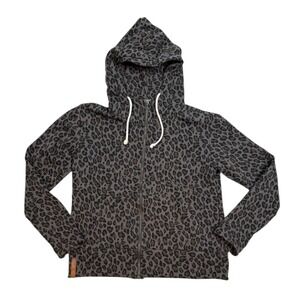 Ampersand Avenue Women's Animal Print Long Sleeve Full Zip Hooded Jacket Size XL